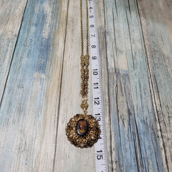 Vintage West Germany Cameo Necklace and Earrings Set. - Picture 11 of 16